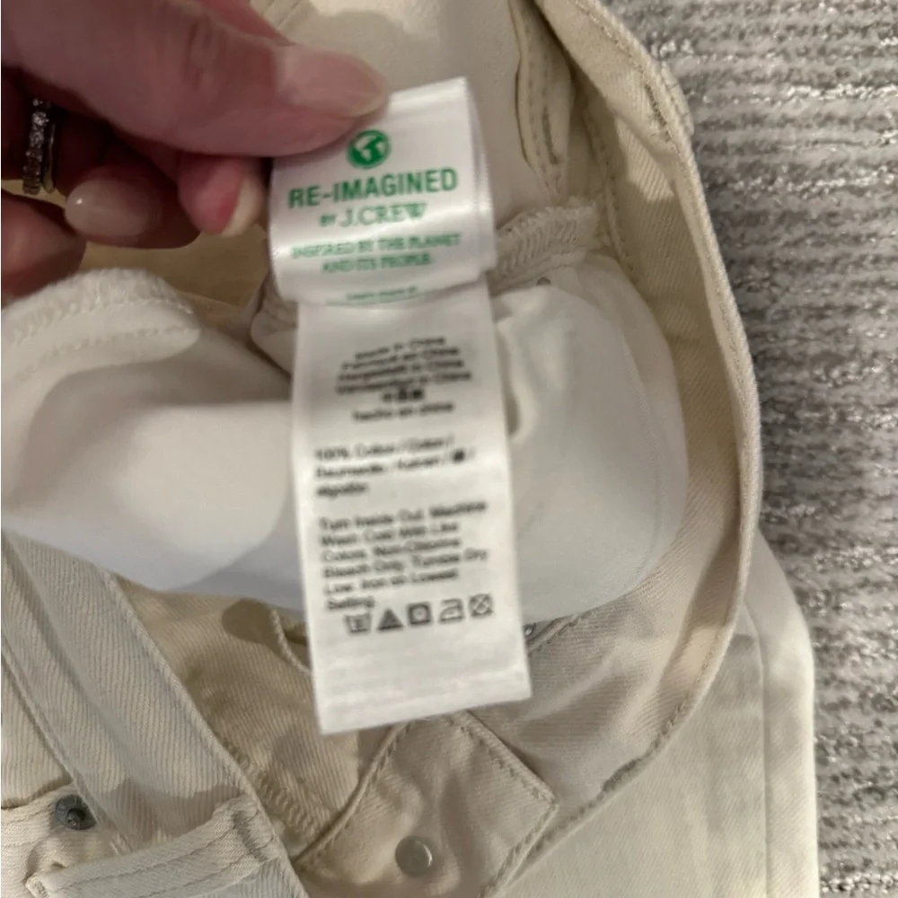 J. Crew Cream Straight-Leg jeans with raw hem